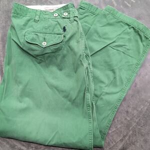 Polo Ralph Lauren Vintage Green Trousers Chino Pants Christmas Prep Ivy 37x28